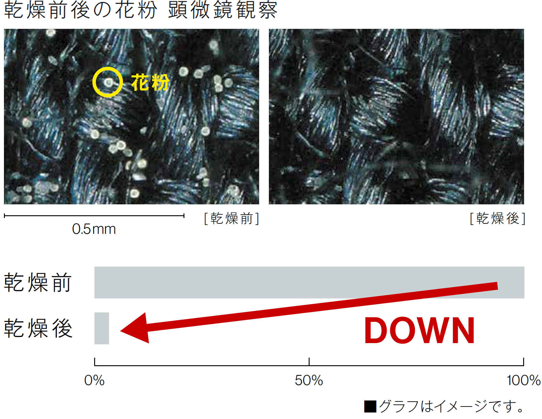 花粉中のアレル物質を軽減
